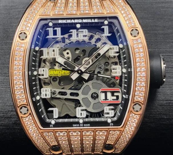 Replica Richard Mille RM 029 Rose Gold Med Set Diamond Watch